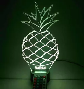 Ananas Nachtbeleuchtung Lampe beliebiger Name LED personalisiert mit Fernbedienung Ananas Pina - Bild 1 von 12