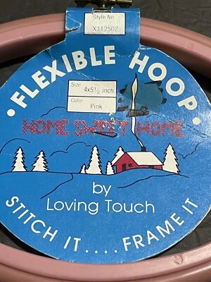 Vintage Flexible Hoop Oval 4”x5.5” Pink With Hanger NEW By Loving Touch - Image 1 of 4