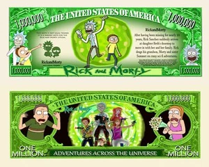 RICK et MORTY ! BILLET 1 MILLION DOLLAR US! Série animation dessin animé netflix - Photo 1/1