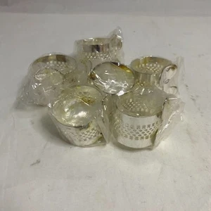 #7037 Silver Plate Napkin Rings Vintage 6pc - Picture 1 of 4