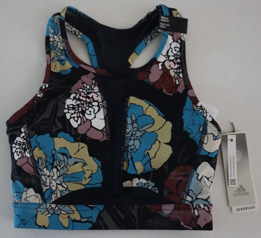 adidas HH9095 Women’s Sz S (A-C) Medium-Support All-Over Print Sports Bra