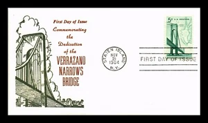 DR JIM STAMPS US COVER VERRAZANO NARROWS BRIDGE FDC THERMOGRAPHED CACHET - Picture 1 of 2