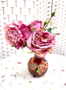 Home Decoration Collectibles Vase with Silk Flowers By Michal Negrin #219# - Picture 1 of 12