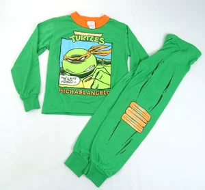 Vintage TMNT Teenage Mutant Ninja Turtles 2 Pc Pajama Wormster Kids Size 8-10 - Picture 1 of 10