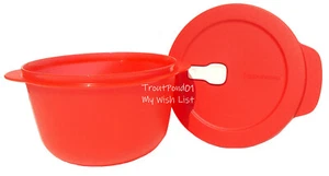 Tupperware Crystalwave 8 1/2 Cup Microwave Bowl Red w/ Red Seal New - Picture 1 of 4