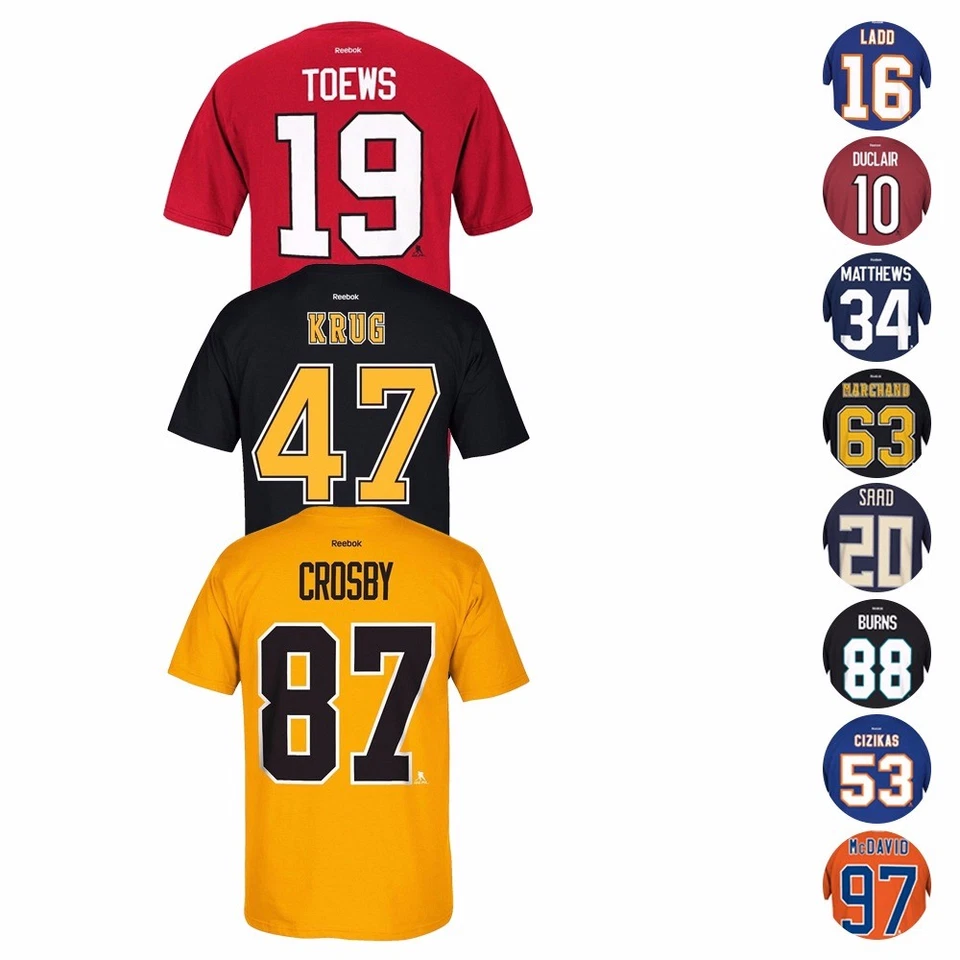 NHL Reebok Official Premier Team Color Player Name & Number Jersey T-Shirt Men's - Image 1 of 1