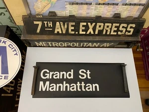 NYC SUBWAY 2 LINE ROLL SIGN GRAND STREET MANHATTAN BOWERY LITTLE ITALY FDR DRIVE - Picture 1 of 6