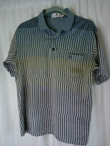 Mens Polo Shirt Vintage Pierre Balmain Striped Short Sleeve Size Large - Picture 1 of 3