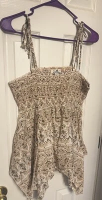 🍄‍🟫🍄‍🟫L.e.i. Vintage Brown Floral Handkerchief Top Blouse Size L🍄‍🟫🍄‍🟫 - Image 1 of 4