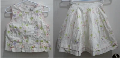 Vestido Maggie & Zoe Niña 2 Piezas Top y Falda Blanco Floral Pascua Vacaciones Talla 5 Foto 1 de 4