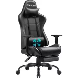 Sracer Homall Black High-Back Massage Gaming Chair, Reclining with Footrest. - Picture 1 of 7