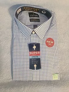 Vestido Stafford Para Hombres Rendimiento de Viaje Azul Guinga a Cuadros Super Camisa Ajuste X Alto - Imagen 1 de 4