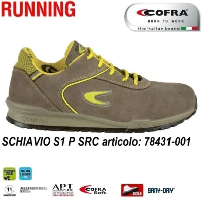 Scarpa antinfortunistica Cofra SCHIAVIO S1 P SRC pelle scamosciata DGUV 112-191 - Immagine 1 di 4