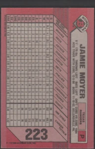 JAMIE MOYER 1989 Bowman #223 Blank Front Error Oddball Texas Rangers - Picture 1 of 2