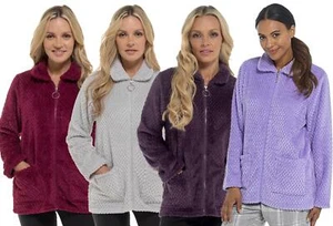 Undercover Zip Bed Jacket Soft Winter Waffle Fleece Zip Up Bedjacket Houscoat - Picture 1 of 26