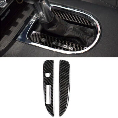 Cubierta del panel de cambio de marchas central de fibra de carbono para Ford Mustang 2015-2017 2 piezas Foto 1 de 4
