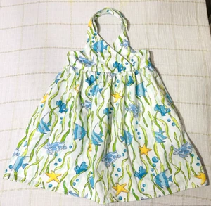 VTG Gymboree Girl Dress Sz 6 Sea Life Beach Pool Party Halter Fish Under the Sea - Picture 1 of 5