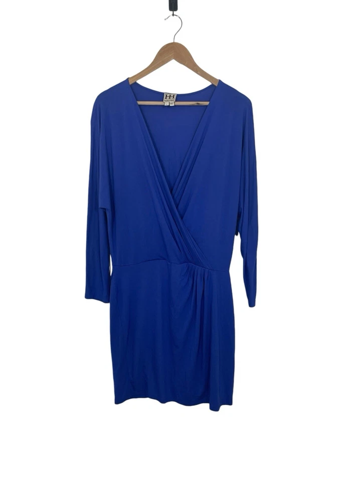 Haute Hippie Womens Faux Wrap Dress Long Sleeve Cobalt Blue Size Large - Image 1 of 4