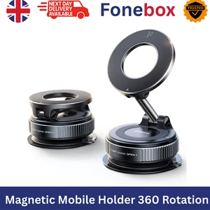 Foldable Vacuum Magnetic Car Phone Holder 360° Rotating Suction Cup Phone Mount - Picture 1 of 7