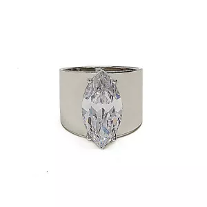 Kristin Perry Sterling Silver Cigar Band CZ Crystal Ring - Picture 1 of 2