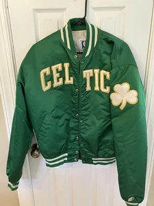 Vintage Boston Celtics Throwback Satin Starter Jacket NBA Retro USA Size Large - Picture 1 of 9