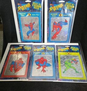 5x Holographic Spider-Man Mini Jigsaw Puzzles 1990's MOC 🕷🕸 - Picture 1 of 6