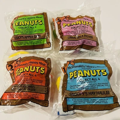 McDonalds Happy Meal 1989 Peanuts Farm Snoopy Lucy Charlie Linus Juego Completo 4 Foto 1 de 4