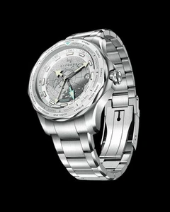 Fathers GMT Globetrotter White Auto Swiss Made Brand New Auction no reserve - Picture 1 of 7