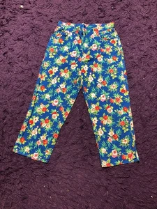 Lauren Ralph Lauren Women's Sz. 8 Floral Crop Pants Girls Distressed Unisex 90s - Picture 1 of 17