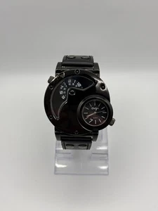 OULM Men's Wrist Watch 9591 Analog Quartz Dual Time Dial Quartz Black Face - Picture 1 of 8