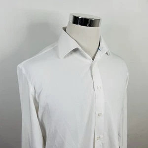 Nautica 15.5 32/33 Classic Fit Dress Shirt All White Button Front 100% Polyester - Picture 1 of 5