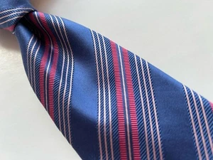 Brioni Tie Regimental Striped Blue Made In Italy Handmade - Picture 1 of 3