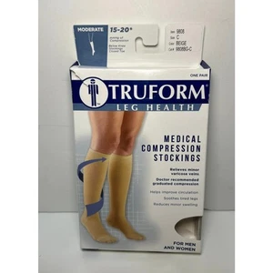 Truform Calze Mediche a Compressione Sotto Ginocchio Punta Chiusa Beige Taglia C 15-20 - Foto 1 di 2