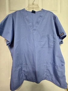 Cherokee UNISEX Scrub Top Size 2XL-Ceil Blue Classic V-Neck-chest 27.5"/L 29" - Picture 1 of 4