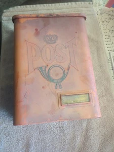 Vintage roter Metall Post Wand Brief Briefkasten abschließbar Made in Sweden Swedish - Bild 1 von 18