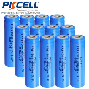 12Pcs AA Rechargeable 14500 600mAh 3.2V LiFePO4 Batteries Button Top for Light - Picture 1 of 5