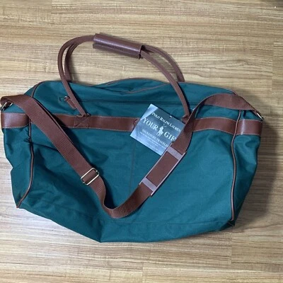 Vtg Ralph Lauren Polo Bag Signature Traveler Canvas Green - Image 1 of 4