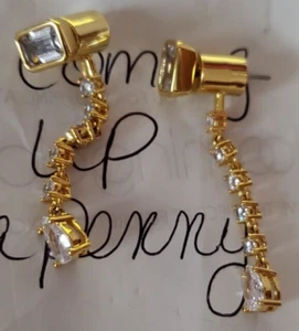 Luv Aj Sylvie Stein Gelbgold vergoldet Ohrhänger J0 - Bild 1 von 1