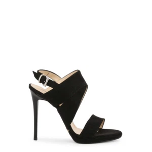 Sandalias Arnaldo Toscani Stilettoes negras con tiras imitación gamuza correa al tobillo zapatos - Imagen 1 de 12
