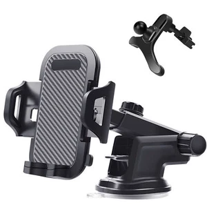 Black 2 in 1 Suction Cup/Air-Outlet Phone Holder for Car Stable Adjustables Car - Picture 1 of 12