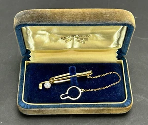 Vintage Mikimoto 14K Gold & Perlen Golfschläger Krawattenklammer - Bild 1 von 18