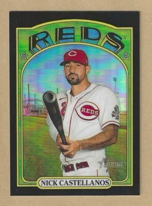 Topps Heritage Nick Castellanos #125 2021 refractor cromado negro #'d 06/72 rojos - Imagen 1 de 2