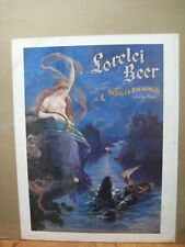 vintage Lorelei original beer poster promo Kessler Brewing co reprint 70s 14253