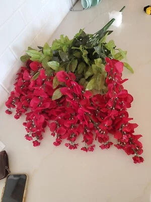 Planta de seda artificial quase natural 33" grande buganvílias arbusto pendurado  - Imagem 1 de 4