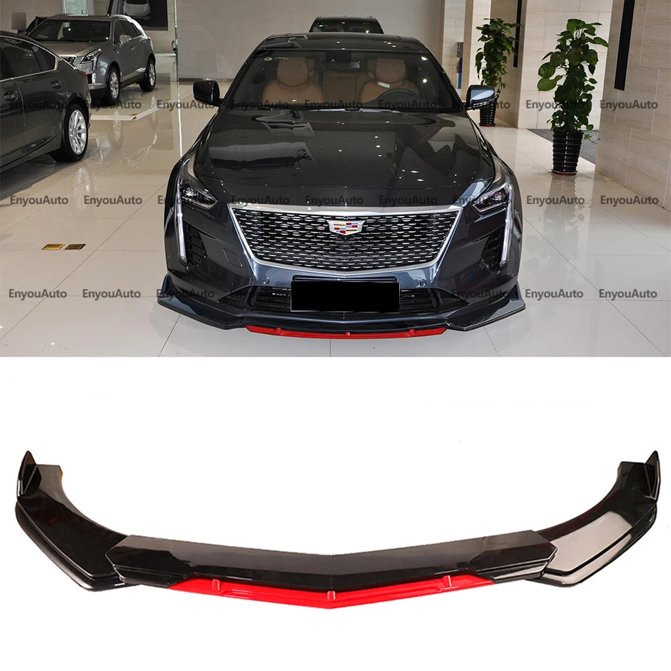 Parachoques delantero divisor alerón labial negro brillante rojo para Cadillac ATS XTS CTS SRX Foto 1 de 4