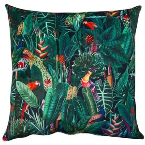 Lima Jungle Birds Green Velvet XL Cushion. Plain Black Velvet Backing. 23 x 23" - Picture 1 of 4