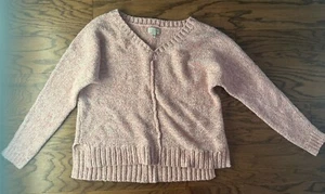 Lucky Brand Damen Pullover Gr. Medium M rosa marmoriert V-Ausschnitt Preppy Academia - Bild 1 von 5