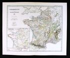 Carte Spruner 1880 - France en 1322 - Eglise Provinces Paris Bourgogne Marseille