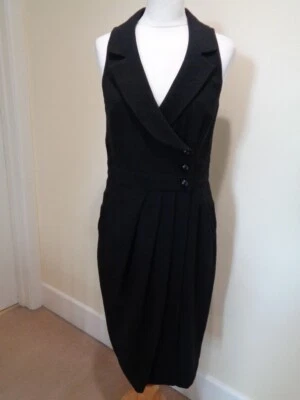 VESTIDO ARMANI COLLEZIONI NEGRO EFECTO ENVOLVENTE SIN MANGAS CON BOLSILLOS - TALLA 10 (42) Foto 1 de 4