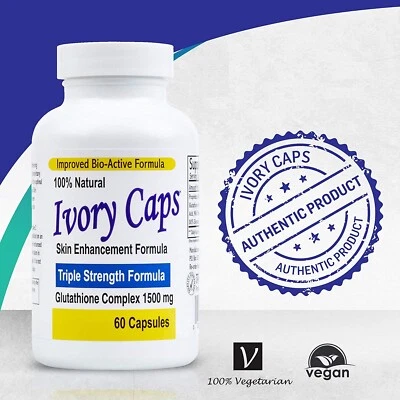IVORY CAPS GLUTATHIONE SKIN WHITENING 1500 MG THISTLE - 1 BOTTLE - Image 1 of 2